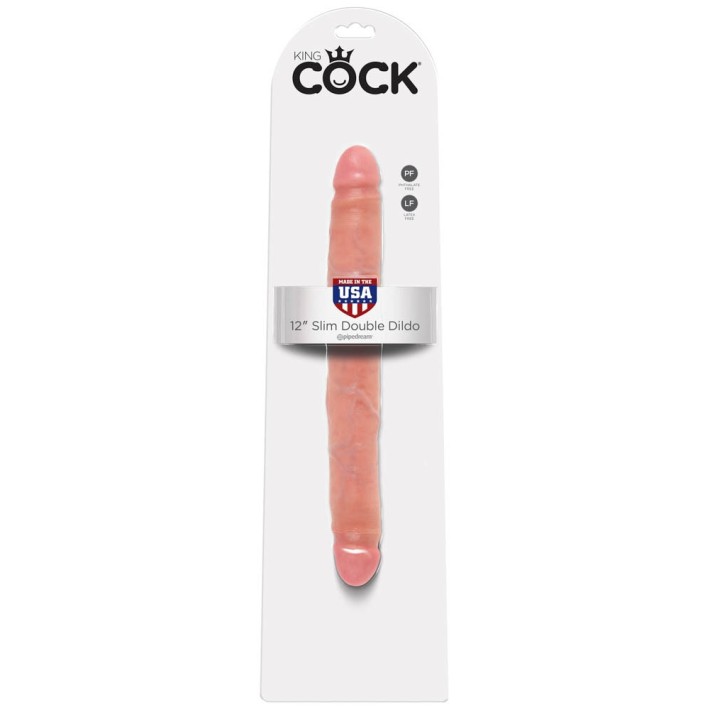 Dildo Dublu King Cock Slim, Natural, 30 Cm 6