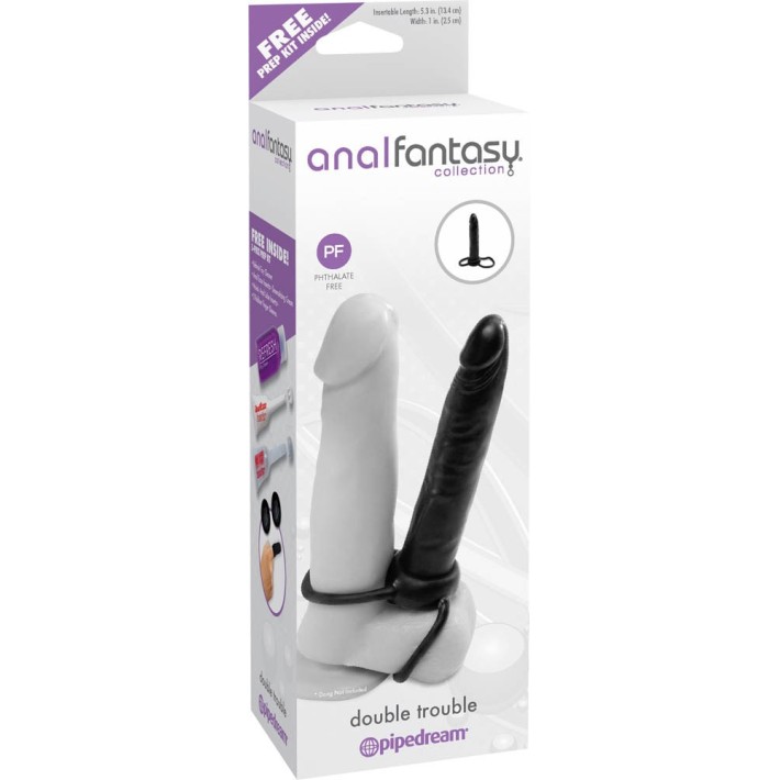 Dildo Strap-on Double Trouble, Negru, 15 Cm 3