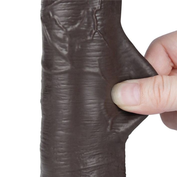 Dildo Realistic Sliding Skin Dual Layer Iii, Brun Inchis, 20 Cm 9