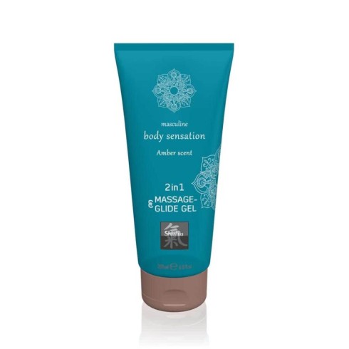 gel, Lubrifiant + Gel Pentru Masaj Body Sensation Masculine Amber, 200 Ml, pasiune.ro
