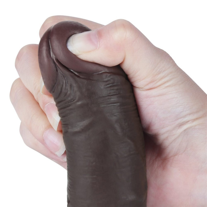Dildo Realistic Sliding Skin Dual Layer I, Brun Inchis, 19 Cm 10