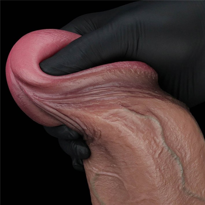 Dildo Realistic Dual Layered Silicone Cock Xxl, Brun, 33 Cm 4