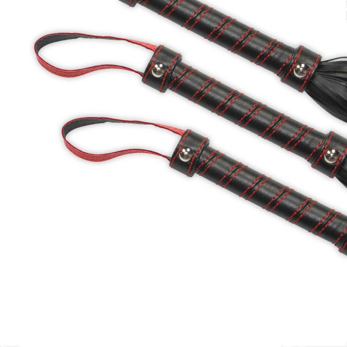 Bici Bondage Fetish Beginners Flogger, Negru+rosu, 45 Cm 3