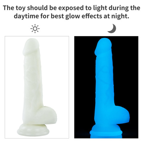 silicone, Dildo Fantezie Fosforescent Lumino Play, Alb, 17.5 Cm, pasiune.ro