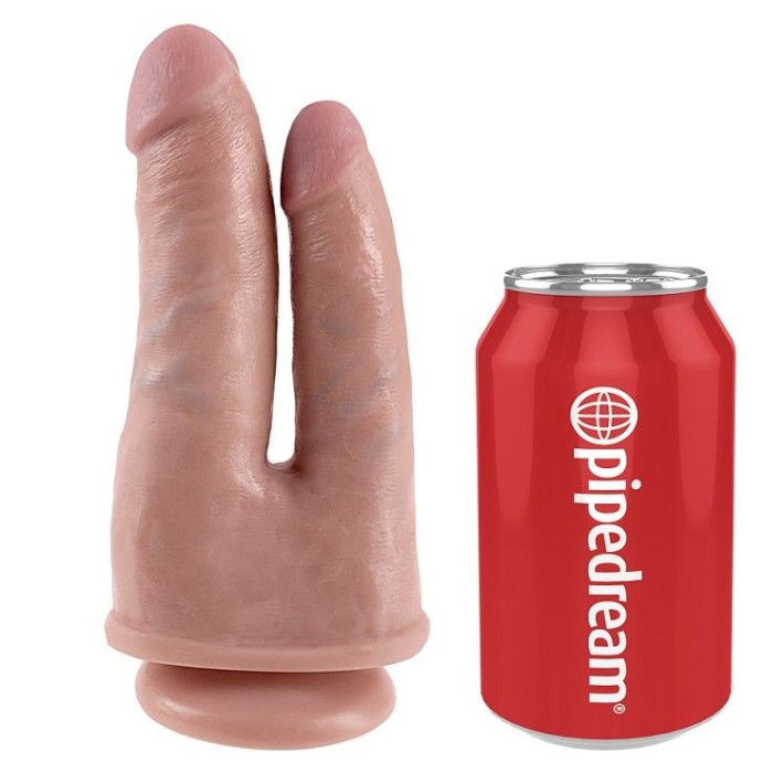 Dildo Dublu King Cock Double Penetrator, Natural, 20 Cm 3