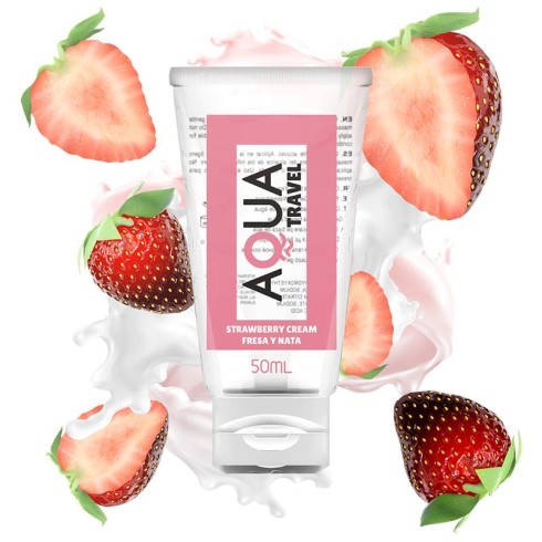 crema, Lubrifiant Pe Baza De Apa Aqua Travel Cu Aroma De Capsuni 50 Ml, pasiune.ro