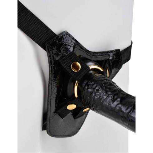 deluxe, Strap-on Designer Deluxe, Negru, 19 Cm, pasiune.ro