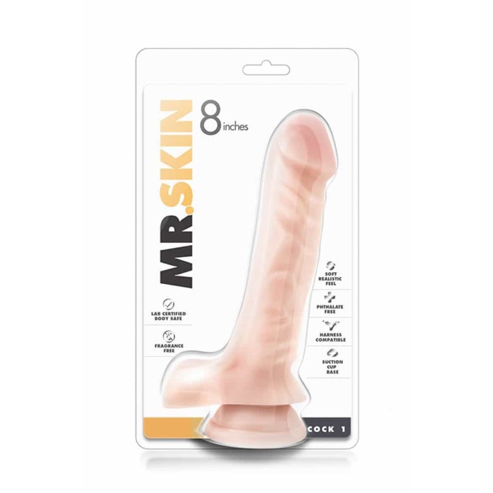 Dildo Clasic Cu Ventuza Mr. Skin, Natural, 22.8 Cm 2