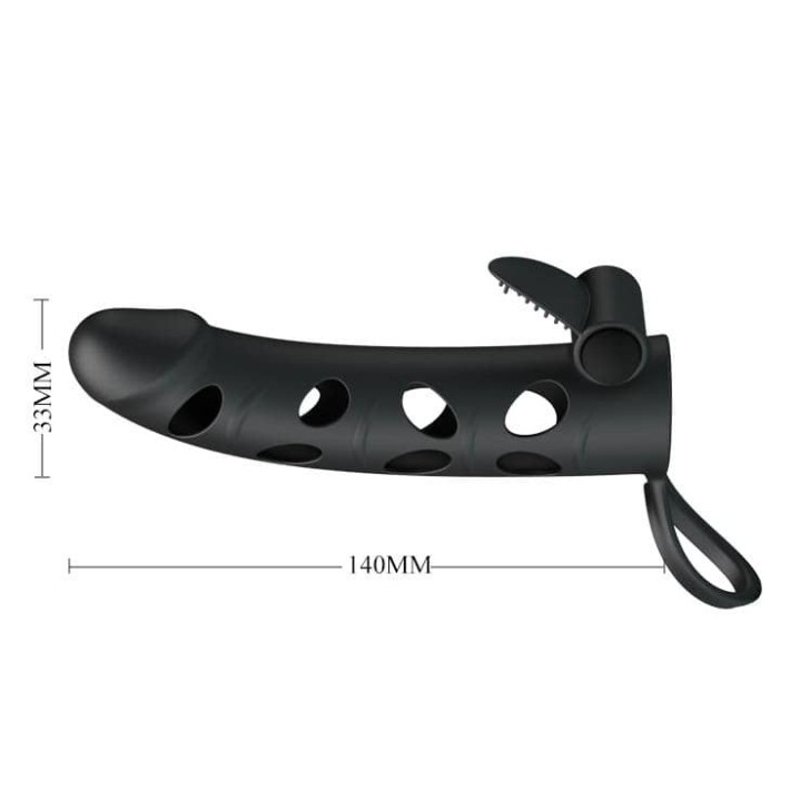 Manson / Extensie Penis Cu  Rabbit Si Vibratii, Negru, 14 Cm 2
