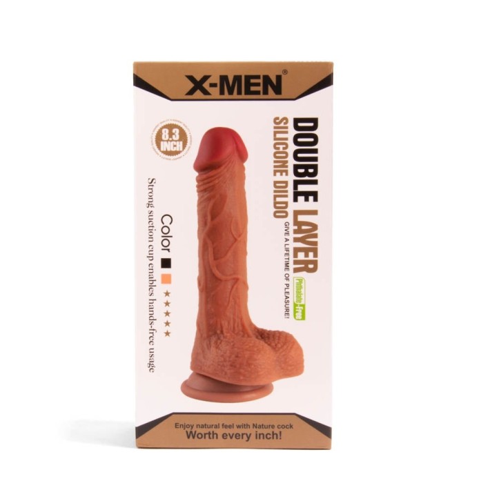 Dildo Realistic Dublu-stratificat, Brun, 21 Cm 5