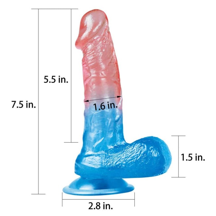 Dildo Realistic Dazzle Studs, Multicolor, 19 Cm 6