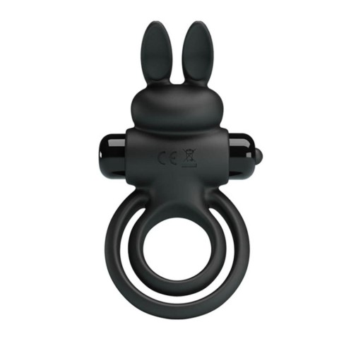 Inele Penis Cu Vibratii, Inel Penis Cu Vibratii Si Rabbit, Negru, pasiune.ro