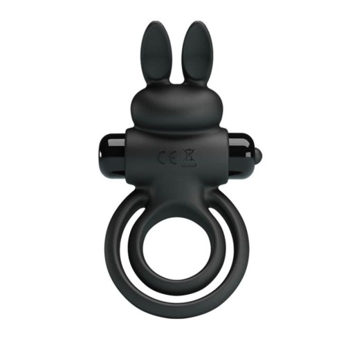 inel, Inel Penis Cu Vibratii Si Rabbit, Negru, pasiune.ro