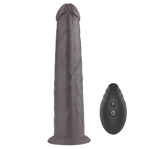 silicone, Vibrator Realistic Cu Rotatii Dual Layered Silicone Rotator, Brun, 20.5 Cm, pasiune.ro