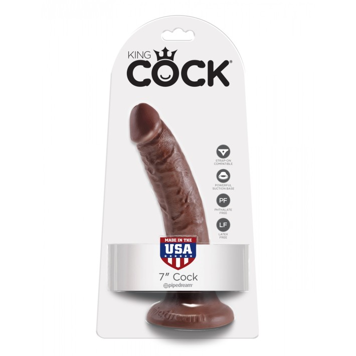 Dildo Clasic Cu Ventuza, King Cock, Brun, 19 Cm 3