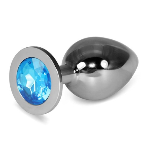 blue, Dop Anal Cu Bijuterie Rosebud Classic Metal Plug L, Argintiu + Bleu, 10 Cm, pasiune.ro