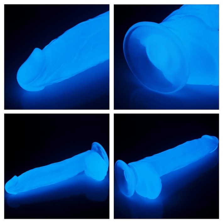 Dildo Clasic Fosforescent Lumino Play, Alb, 25 Cm 5
