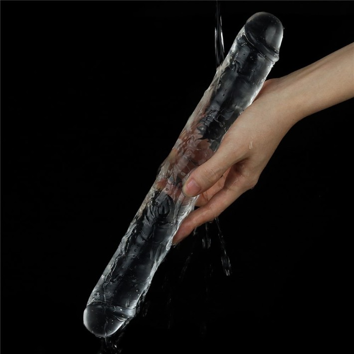 Dildo Dublu, Transparent, 30 Cm 4