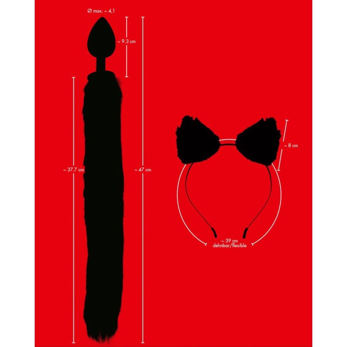 Set Pet Play Dop Anal Si Urechiuse Cu Blanita, Negru 3