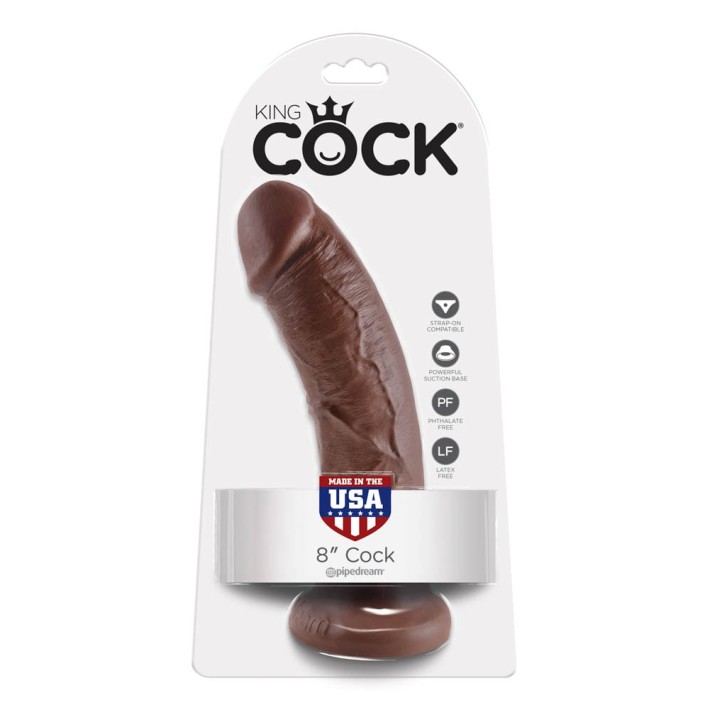 Dildo Clasic Cu Ventuza King Cock, Brun, 20 Cm 4