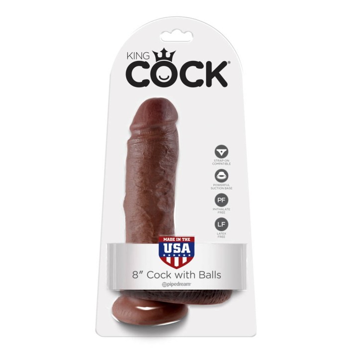 Dildo Realistic Cu Testicule King Cock, Brun, 20 Cm 5