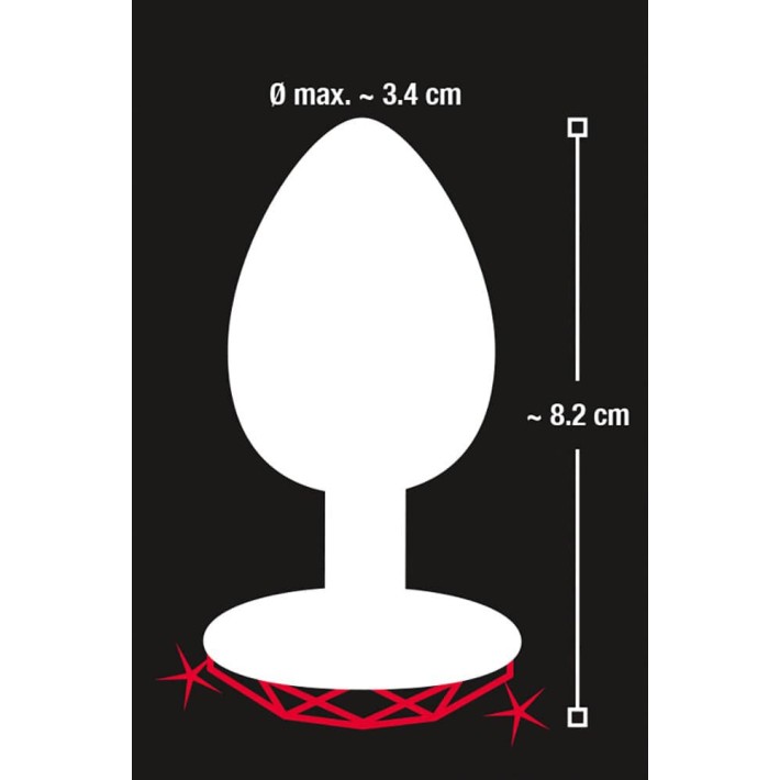 Dop Anal Cu Bijuterie Diamond Medium, Metalic+rosu, 8 Cm 4