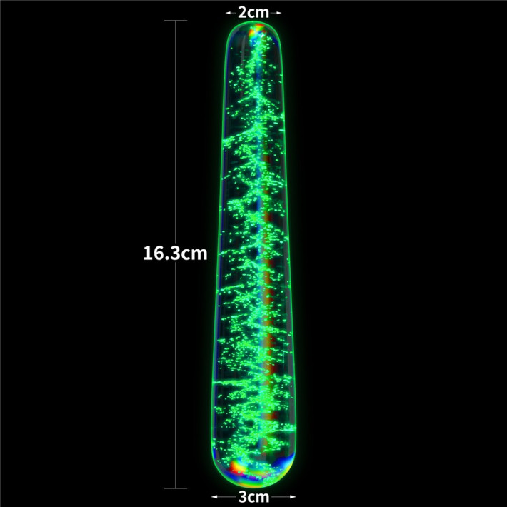 Dildo Fosforescent Din Sticla Borosilicata Glow-in-the-dark Twilight Gleam Slim Fantasy, Multicolor, 16 Cm 7