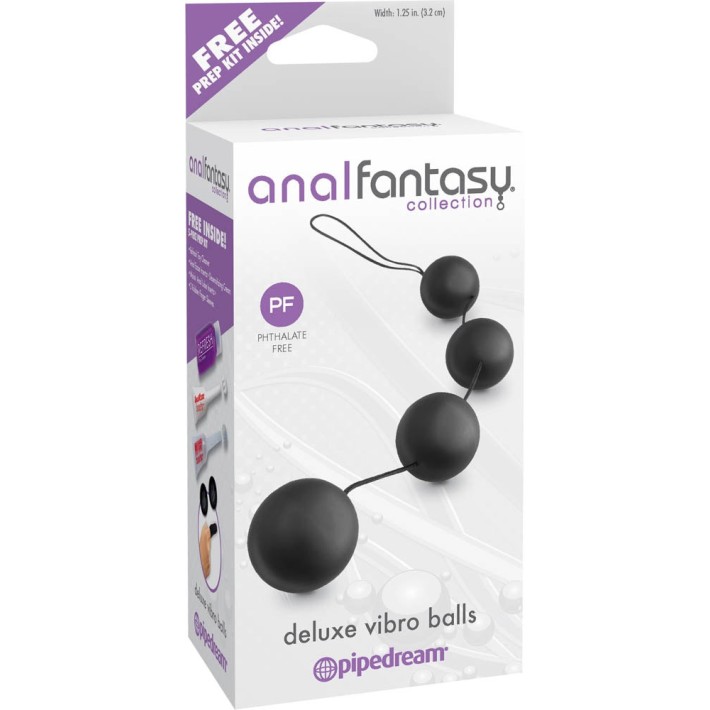Bile Anale Deluxe Vibro Balls, Negru 2