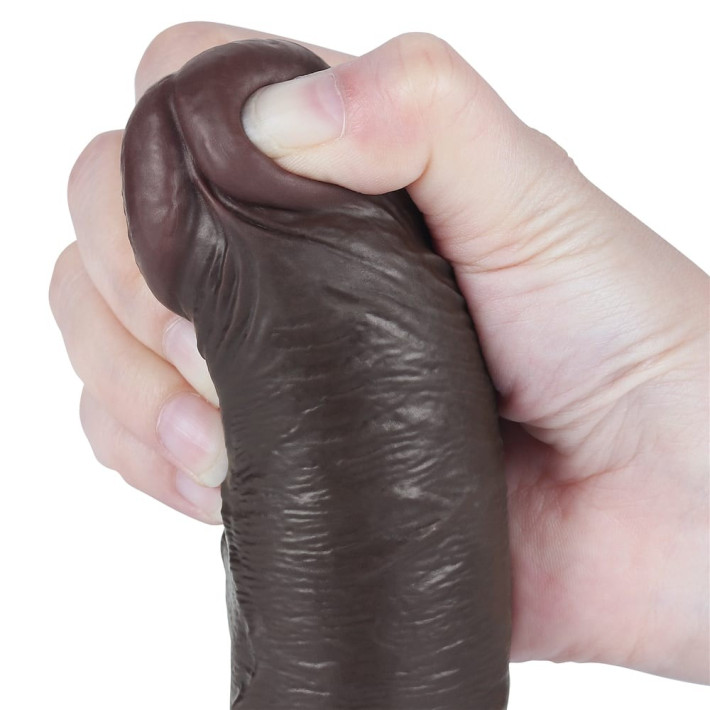 Dildo Realistic Sliding Skin Dual Layer Ii, Brun Inchis, 20 Cm 10
