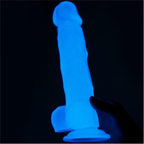 lovetoy, Dildo Clasic Fosforescent Lumino Play, Alb, 21.5 Cm, pasiune.ro