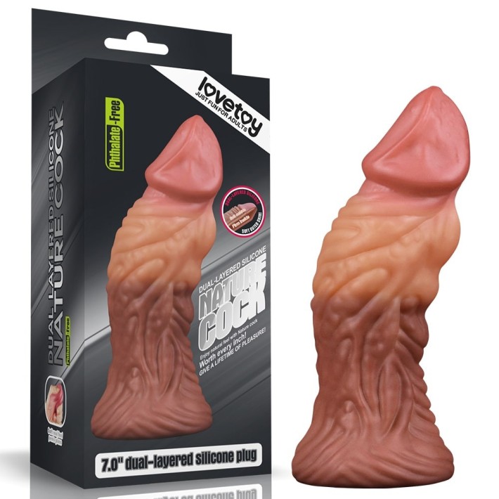 Dildo Clasic Dual-layered Platinum Silicone Plug, Natural, 17.8 Cm 8