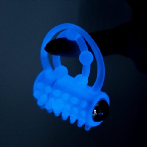 inel, Inel Penis Fosforescent Cu Vibratii Lumino Play Vibrating Penis Ring 2, Albastru, pasiune.ro