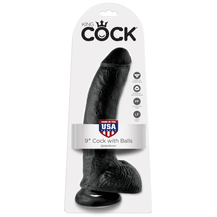Dildo Clasic Cu Testicule King Cock, Negru, 22.8 Cm 4