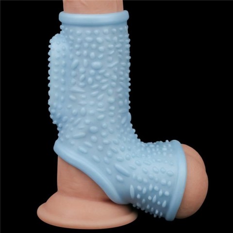 Inele Penis Cu Vibratii, Inel / Manson Penis Cu Vibratii Drip Knights With Scrotum Sleeve, Albastru, pasiune.ro