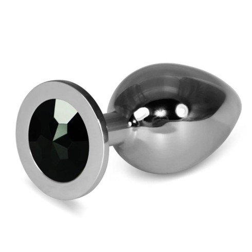 dop, Dop Anal Cu Bijuterie Rosebud Classic Metal Plug L, Argintiu + Negru, 10 Cm, pasiune.ro