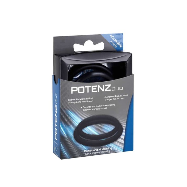 Set 2 Inele Penis Potenzduo M, Negru 7
