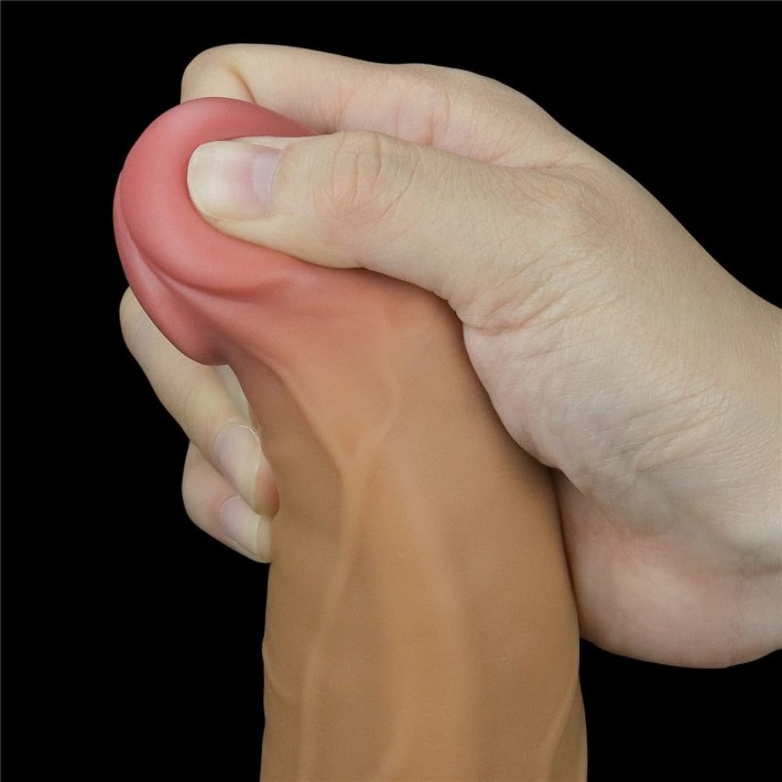 Vibrator Realistic Din Silicon Dublu-stratificat Nature Cock Rotator, Bronz, 23 Cm 5