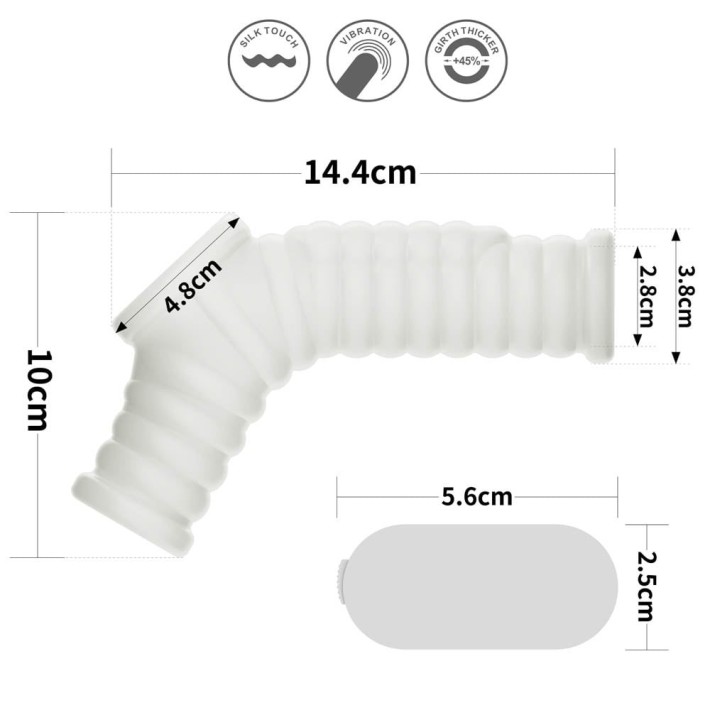 Inel / Manson Penis Cu Vibratii Vibrating Silk Knights Ring With Scrotum Sleeve, Alb 2