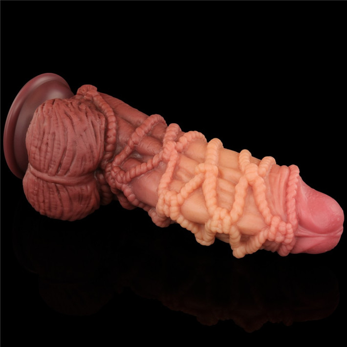Dildo Realistic Extra Texturat Din Silicon Platinum Dublu-stratificat, Natural, 24 Cm 9