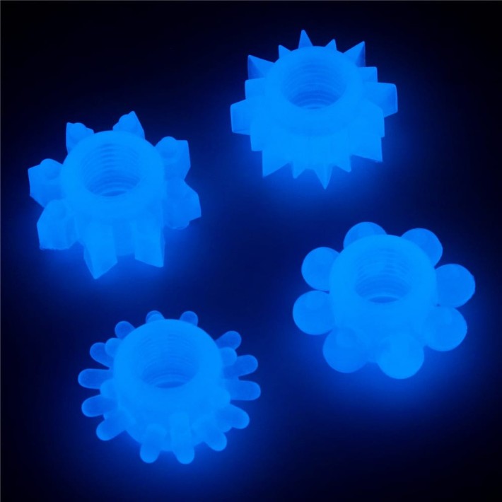 Set 4 Inele Penis Fosforescente Lumino Play, Alb 6