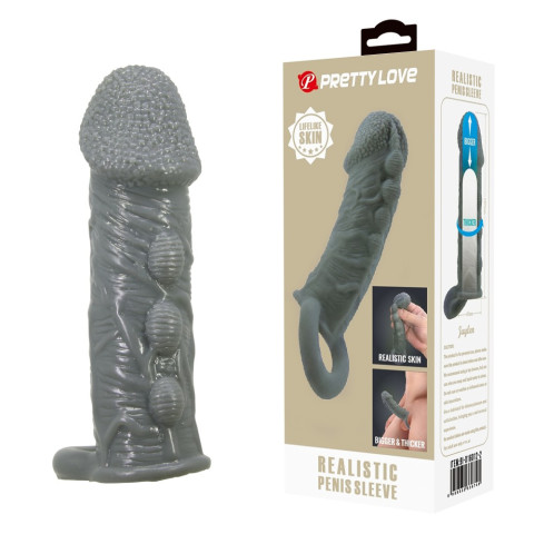 pretty, Pretty Love Realistic Penis Sleeve Black I, pasiune.ro