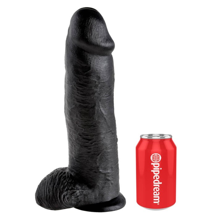 Dildo Realistic Cu Testicule King Cock, Negru, 30 Cm 4