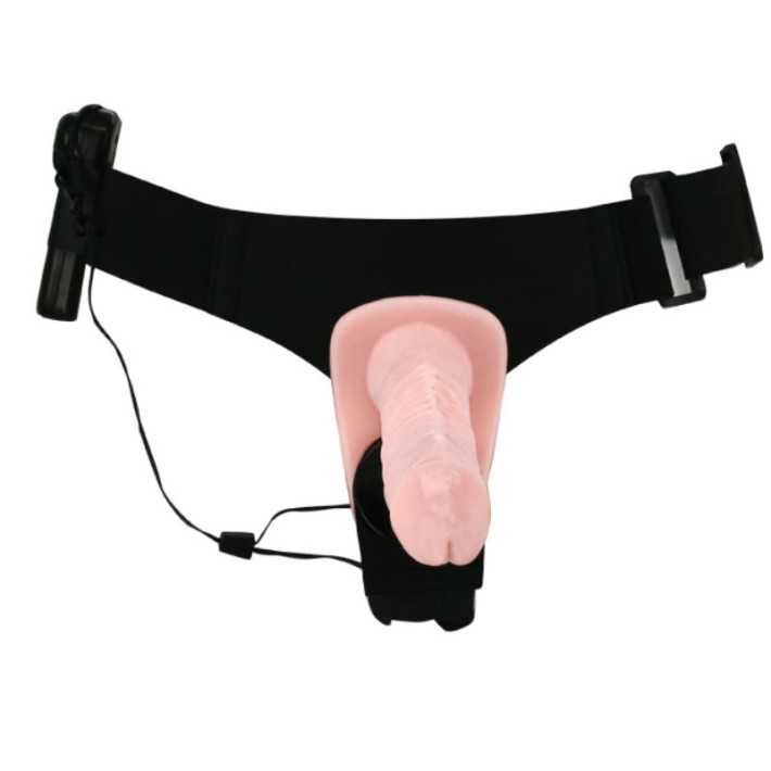 Strap-on Dublu Cu Vibratii Ultra Passionate, Natural, 17.5 Cm 2