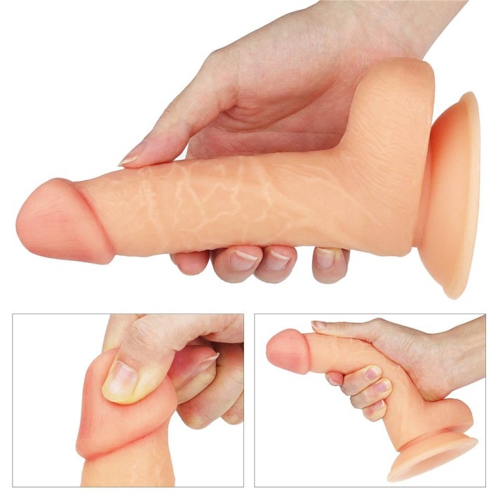 Set Ham Strap-on Si Dildo Cu Vibratii Easy Strapon, Natural, 18 Cm 3