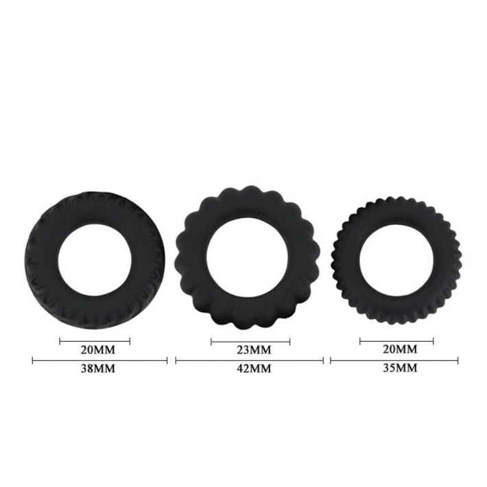 Set 3 Inele Penis Titan Cock Ring 3, Negru 3