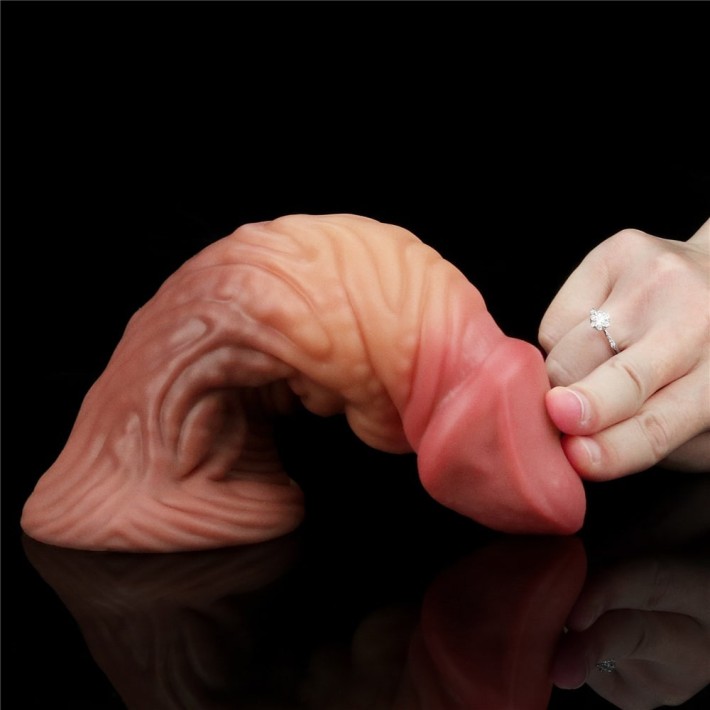 Dildo Clasic Dual-layered Platinum Silicone Plug, Natural, 17.8 Cm 3