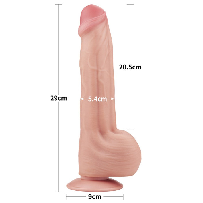 Dildo Ultra Realistic King Sized Sliding Skin Dual Layer Dong, Natural, 29 Cm 14