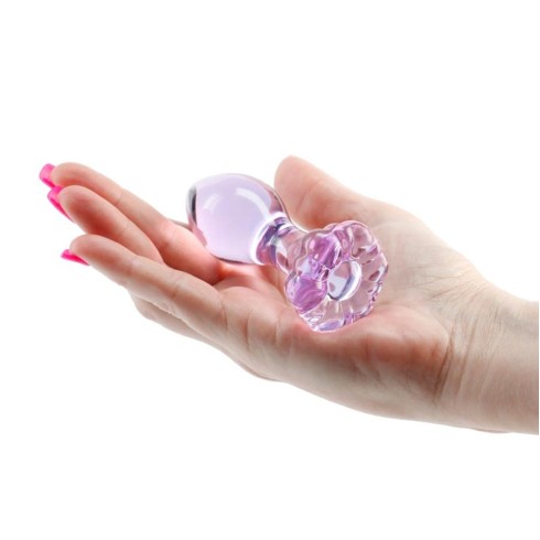 dop, Dop Anal Din Sticla Crystal Flower, Roz, 9 Cm, pasiune.ro