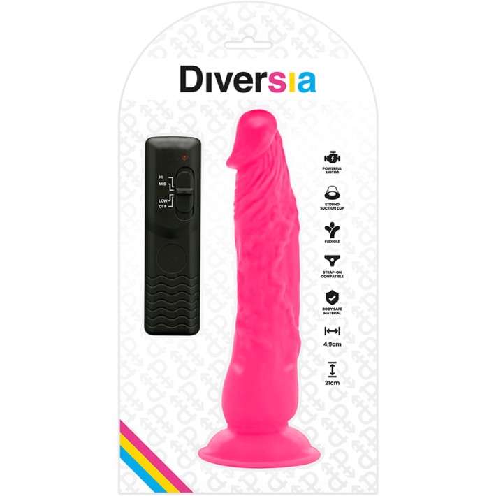 Vibrator Flexibil Diversa Cu Telecomanda Si Ventuza 21 Cm Roz 7
