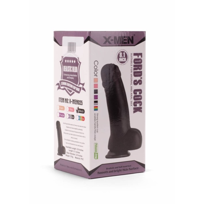 Dildo Realistic Fords Cock, Negru, 20.5 Cm 3